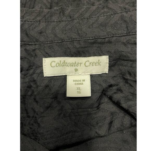 Coldwater Creek Black Sheer Button Down Roll-Sleeve Shirt    Size: XL (16) - Picture 4 of 4